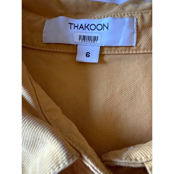 Thakoon Collective Tie Waist Shirtdress in Yellow 6 Womens Mini Collared - Picture 10 of 16